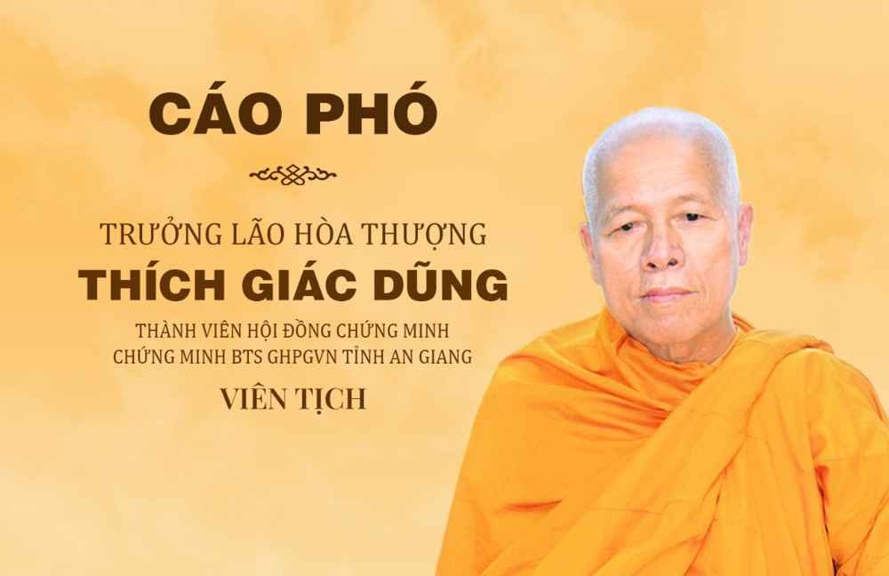 GHPGVN kính báo Trưởng lão Hòa thượng Thích Giác Dũng viên tịch
