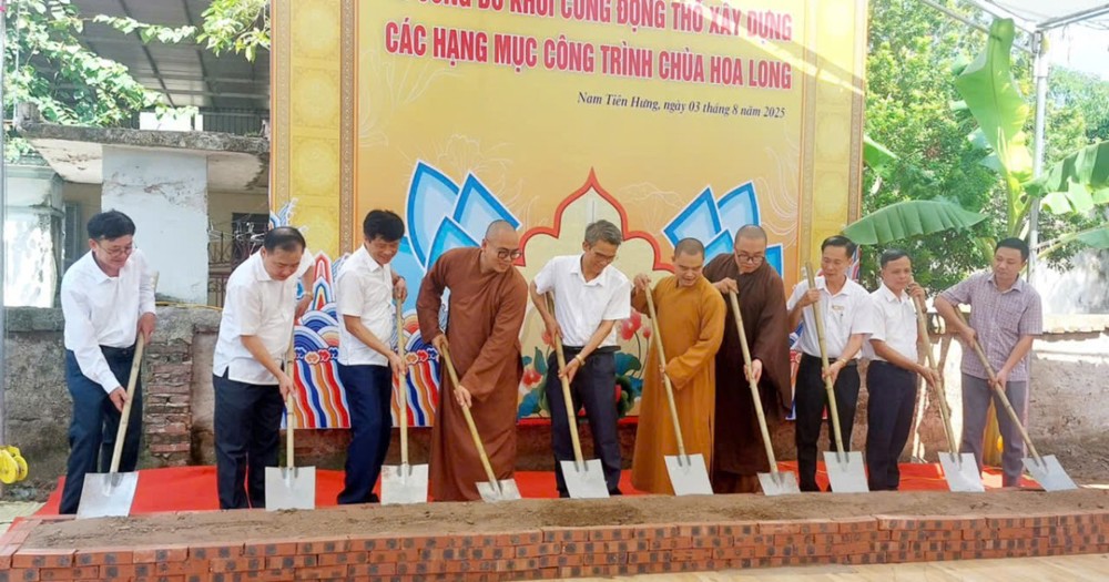 Hưng Yên: Chùa Hoa Long tổ chức lễ công bố và khởi công xây dựng các hạng mục công trình