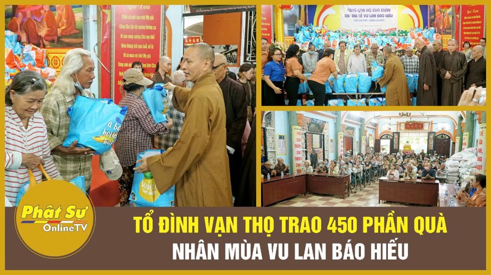 [Video] TP.HCM: Tổ đình Vạn Thọ trao 450 phần quà nhân mùa Vu Lan báo hiếu
