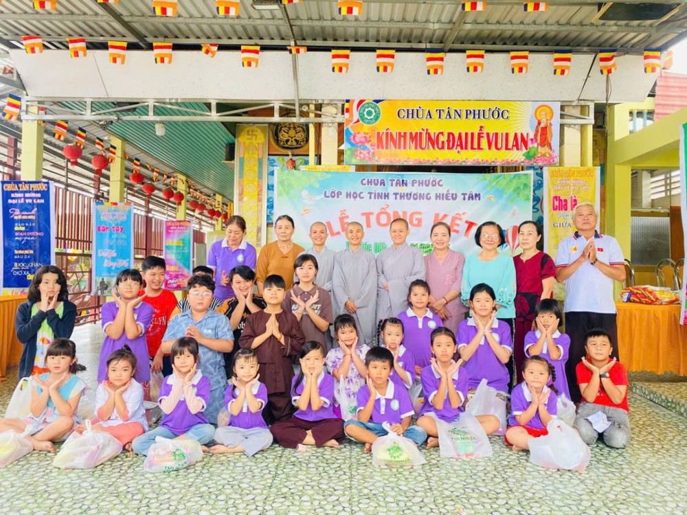 Tây Ninh: Lễ tổng kết lớp học Hiếu Tâm mùa hè 2025 tại chùa Tân Phước