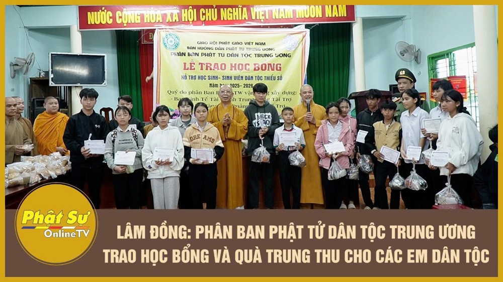 [Video] Lâm Đồng: Phân ban Phật tử Dân tộc Trung ương trao học bổng và quà Trung thu cho các em dân tộc