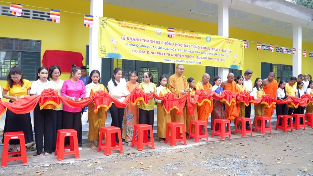 Vĩnh Long: Khánh thành 03 phòng học dạy tiếng Khmer, Pali và Giáo lý tại chùa Ô Chhuc