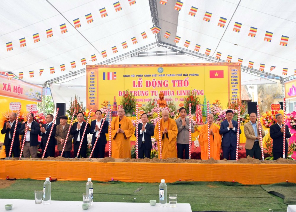Hải Phòng: Lễ khởi công động thổ trùng tu ngôi Đại hùng Bảo điện chùa Linh Ứng