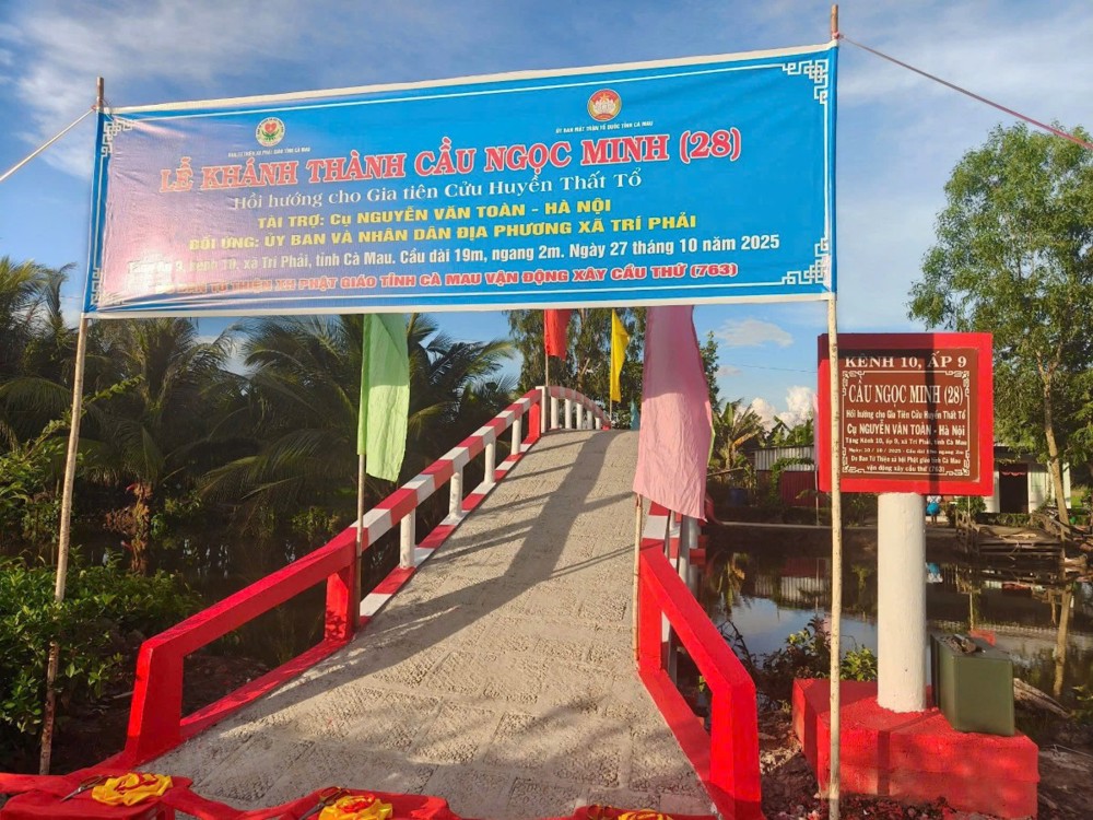 Cà Mau: Ban TT-XH Phật giáo tỉnh tổ chức khánh thành 5 cây cầu mang tên Ngọc Minh 