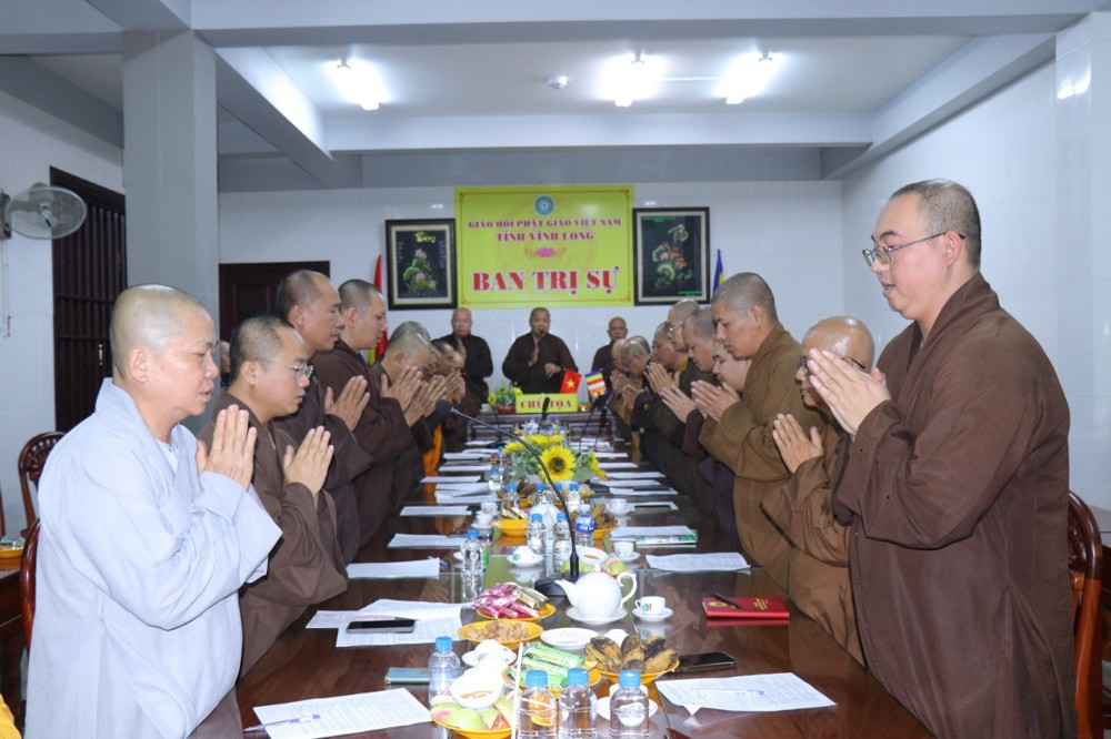Vĩnh Long: Ban Trị sự GHPGVN tỉnh (khu vực Bến Tre cũ) họp báo cáo công tác Phật sự và rà soát tiến độ tổ chức Khóa Kiết Đông năm 2025
