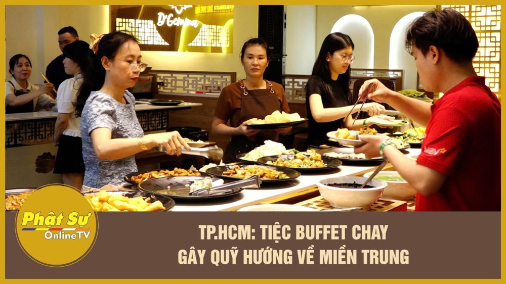 [Video] TP.HCM: Tiệc buffet chay gây quỹ hướng về miền Trung