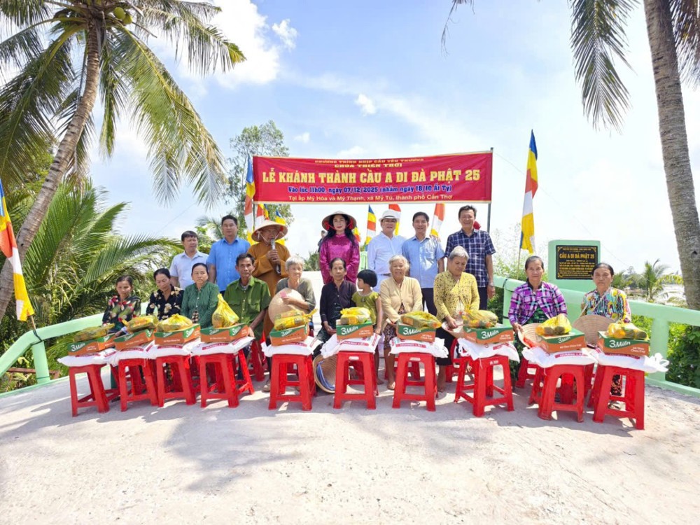 Cần Thơ: Chùa Thiên Thới tiếp tục khánh thành cầu nông thôn lớn tại xã Mỹ Tú