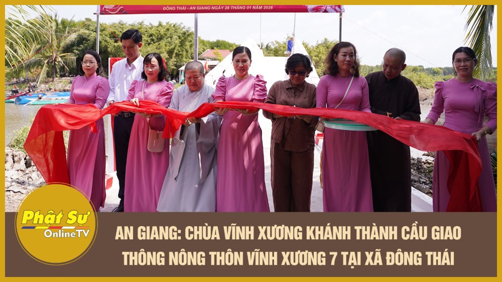 [Video] An Giang: Chùa Vĩnh Xương khánh thành cầu giao thông nông thôn Vĩnh Xương 7 tại xã Đông Thái