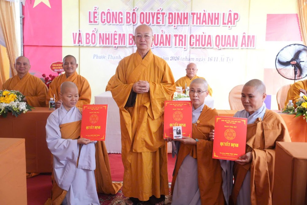 Tây Ninh: Công bố Quyết định thành lập và bổ nhiệm Ban Quản trị chùa Quan Âm