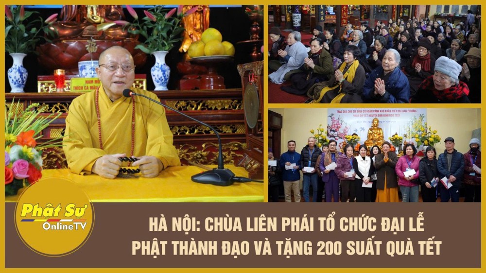 [Video] Hà Nội: Chùa Liên Phái tổ chức đại lễ Phật thành đạo và tặng 200 suất quà Tết
