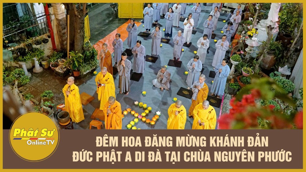 [Video] TP.HCM: Đêm hoa đăng mừng khánh đản Đức Phật A Di Đà tại chùa Nguyên Phước