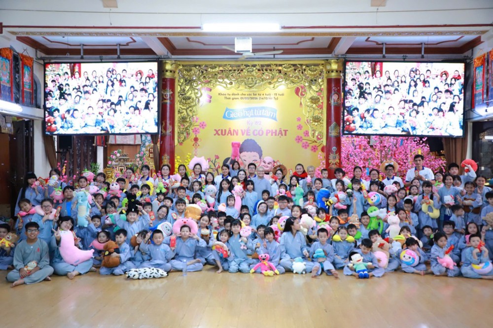 TP.HCM: “Xuân về có Phật” trong khóa tu thiếu nhi “Gieo hạt từ tâm” tại Quan Âm Tu viện