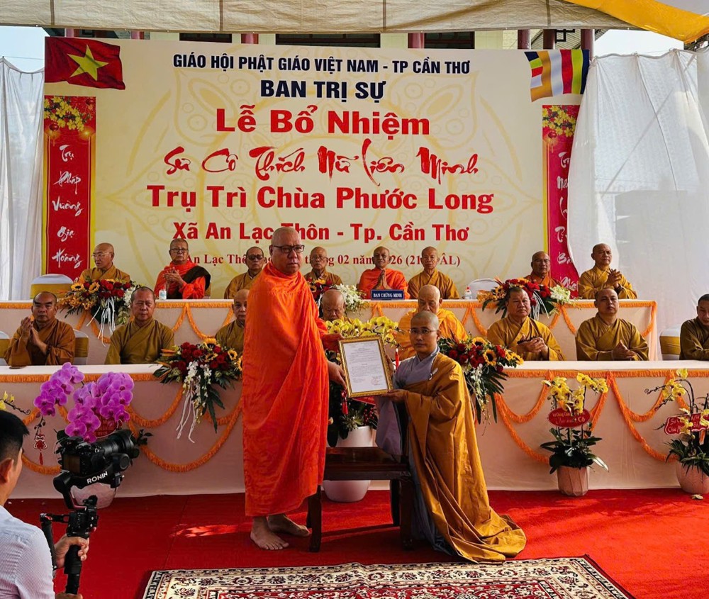 Cần Thơ: Bổ nhiệm trụ trì chùa Phước Long xã An Lạc Thôn