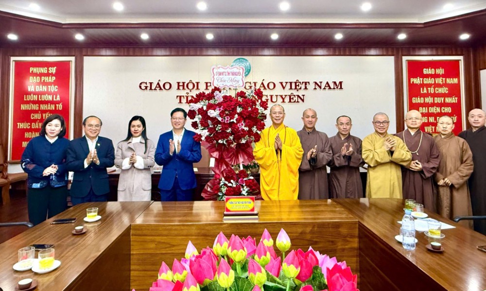 Ủy ban MTTQ Việt Nam tỉnh Thái Nguyên thăm, chúc xuân Ban Trị sự GHPGVN tỉnh