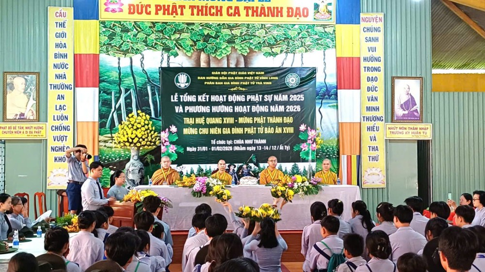 Vĩnh Long: Phân Ban Gia đình Phật tử khu vực Trà Vinh (cũ) Tổng kết Phật sự năm 2025 và triển khai phương hướng 2026