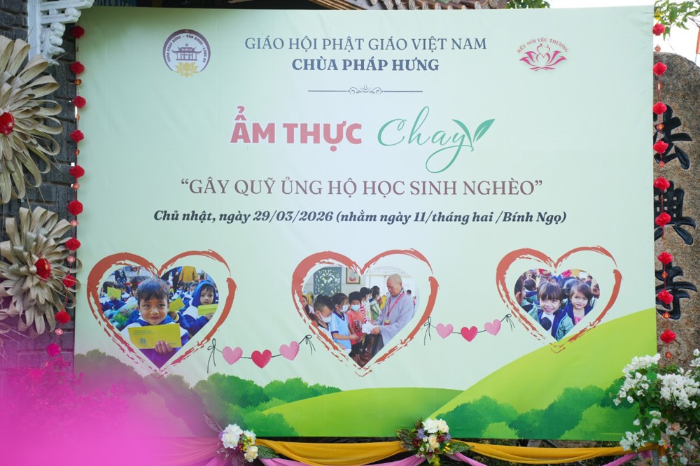 Tây Ninh: Chùa Pháp Hưng tổ chức chương trình ẩm thực chay gây quỹ hỗ trợ học sinh nghèo