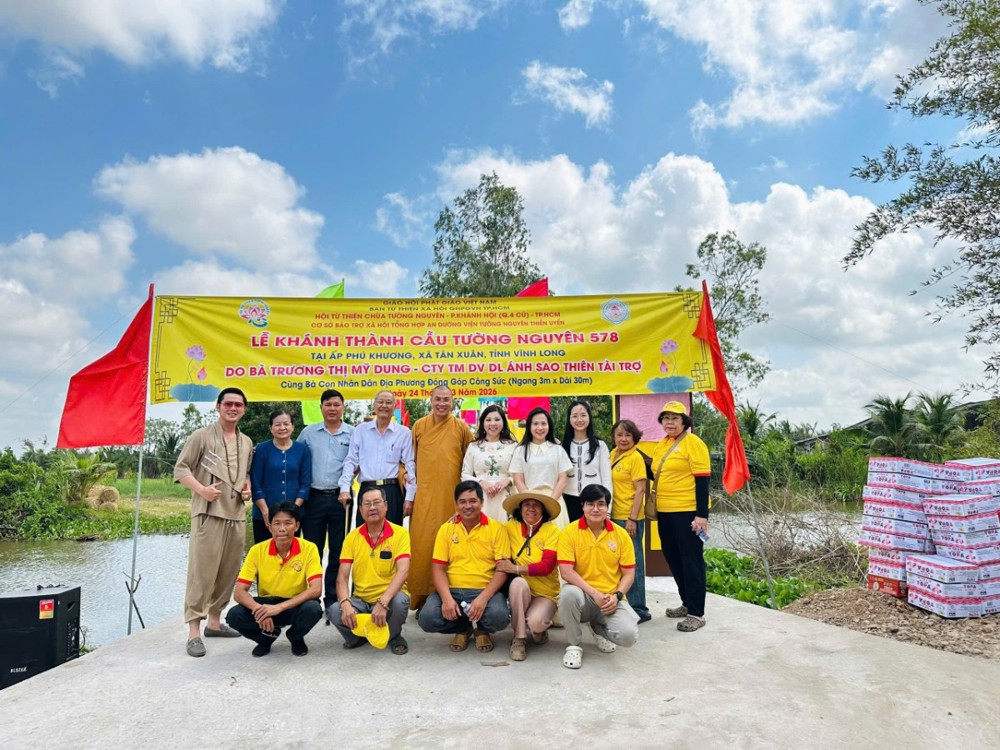 Hội Từ thiện chùa Tường Nguyên thực hiện nhiều công trình an sinh xã hội tại các tỉnh miền Tây