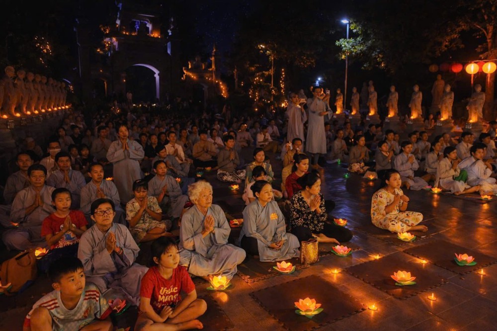 Vĩnh Long: Gần 600 Phật tử tham dự lễ hội Tết Nguyên Tiêu – thắp đèn ước nguyện tại Phước Long Cổ Tự