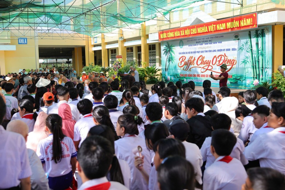Vĩnh Long: Hân hoan lễ hội Buffet chay 0 đồng và trao học bổng chào mừng Đại hội Phật giáo tỉnh nhiệm kỳ 2026–2031