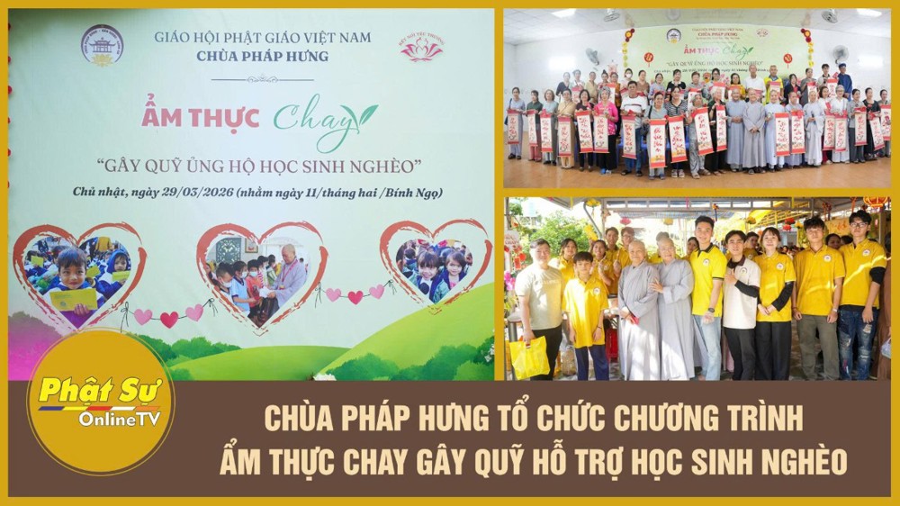 [Video] Tây Ninh: Chùa Pháp Hưng tổ chức chương trình ẩm thực chay gây quỹ hỗ trợ học sinh nghèo