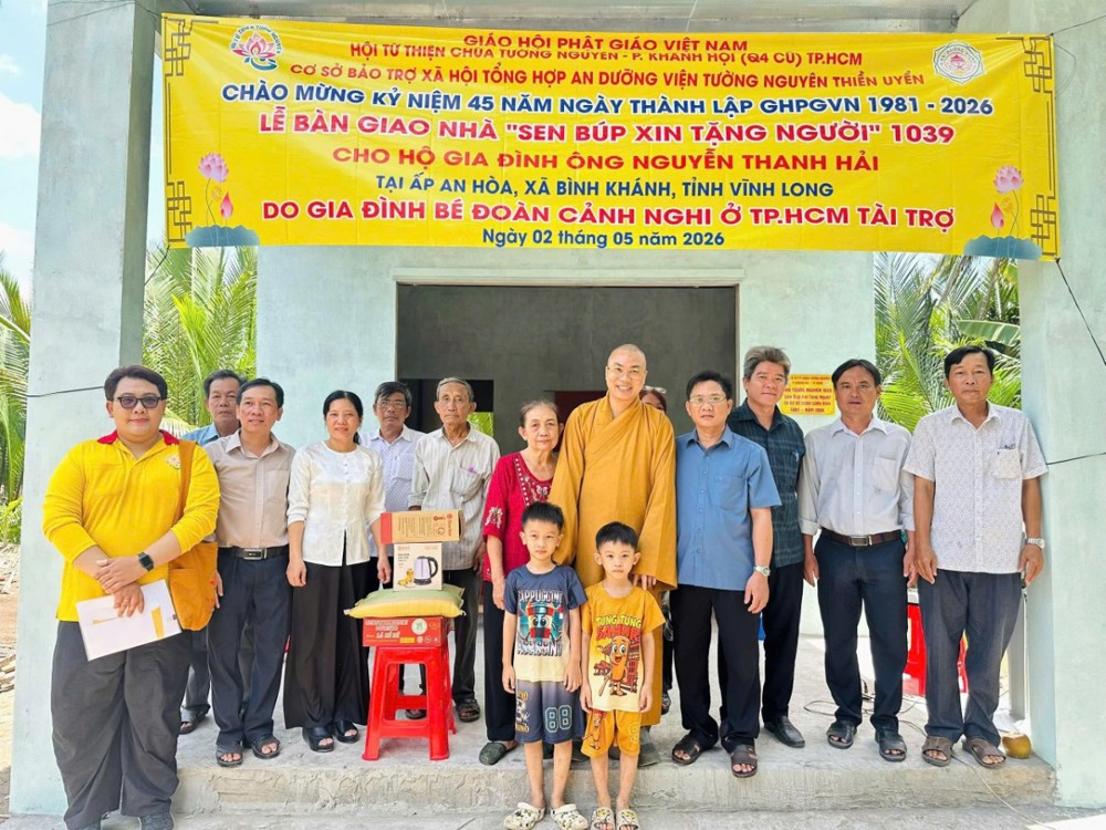 Vĩnh Long: Hội Từ thiện Tường Nguyên bàn giao 6 căn nhà “Sen Búp Xin Tặng Người” đến các hộ khó khăn