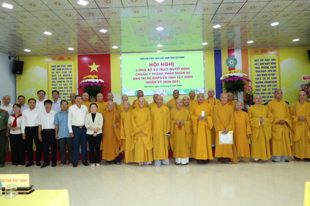 Tây Ninh: Hội nghị công bố và trao quyết định chuẩn y thành phần nhân sự BTS GHPGVN tỉnh Tây Ninh, nhiệm kỳ 2026 - 2031