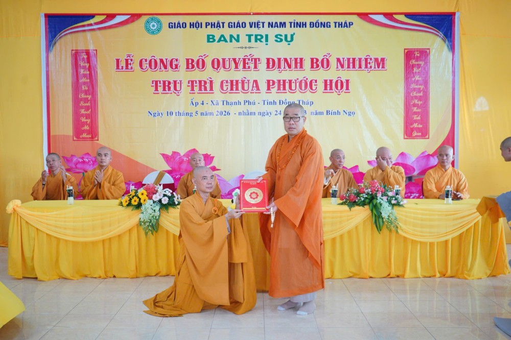 Đồng Tháp: Lễ công bố quyết định bổ nhiệm trụ trì chùa Phước Hội, xã Thạnh Phú