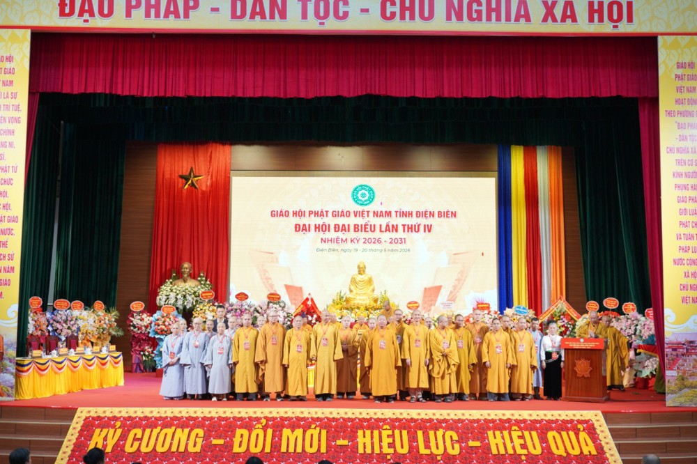 Điện Biên: Phiên trọng thể Đại hội đại biểu Phật giáo tỉnh Điện Biên lần thứ IV, chính thức suy cử nhân sự nhiệm kỳ 2026–2031