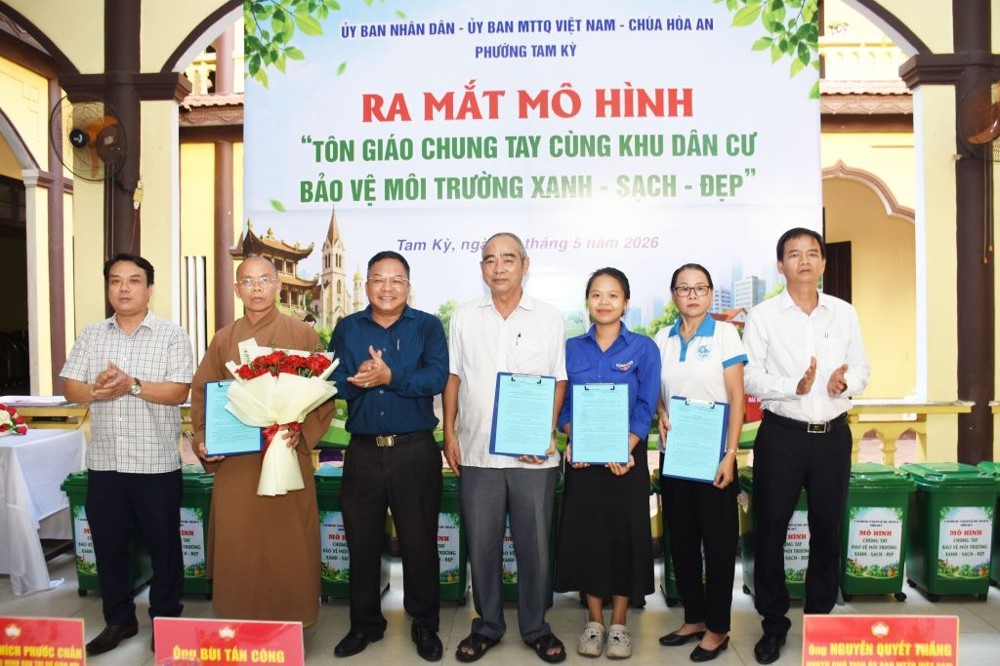 Đà Nẵng: Phường Tam Kỳ thành lập mô hình “Tôn giáo chung tay cùng khu dân cư bảo vệ môi trường xanh – sạch – đẹp” tại chùa Hòa An