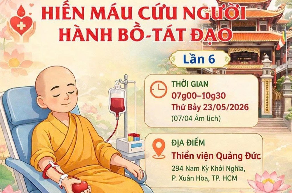 TP.HCM: Chương trình "Hiến máu cứu người - Hạnh đạo Bồ-tát" lần thứ 6 tại Thiền viện Quảng Đức