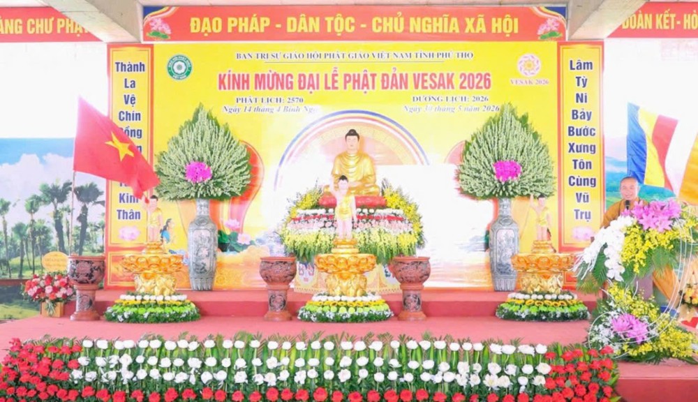 Phú Thọ: Trang nghiêm Đại lễ Phật đản PL.2570 tại Trung tâm Phật giáo Hùng Vương