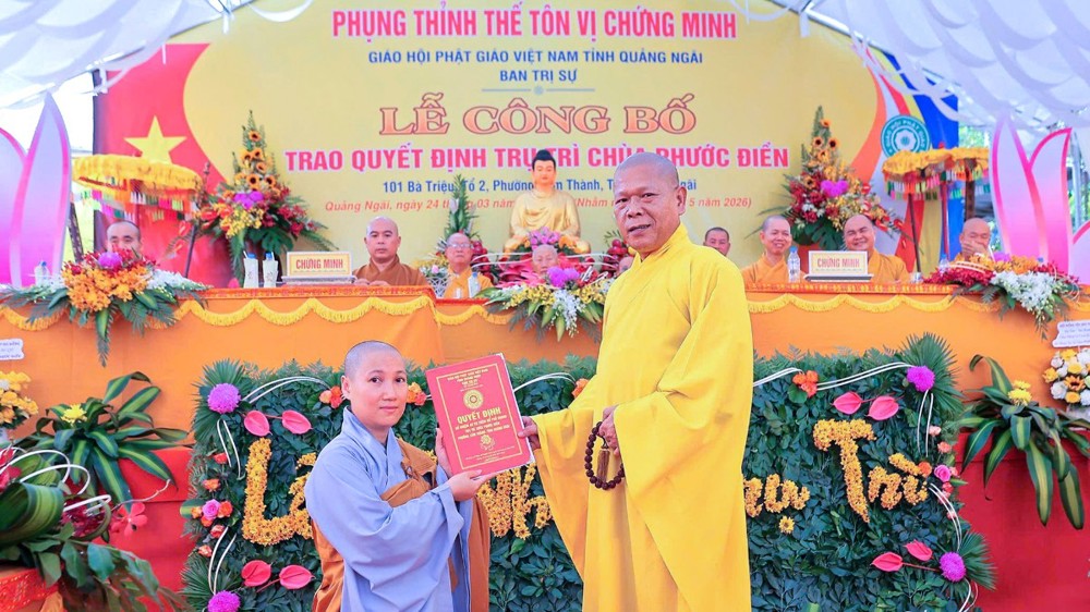 Quảng Ngãi: Trang nghiêm diễn ra Lễ bổ nhiệm trụ trì chùa Phước Điền
