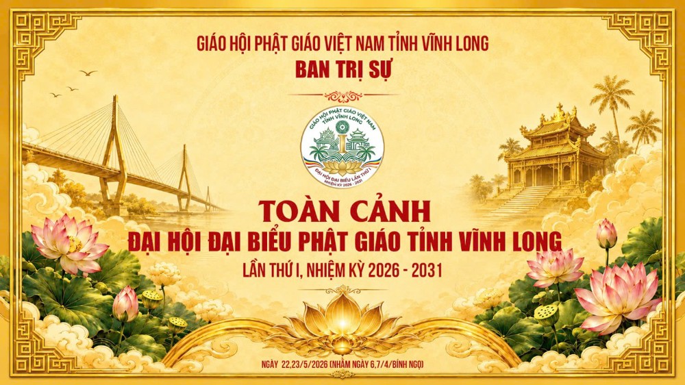 Toàn cảnh Đại hội Đại biểu Phật giáo tỉnh Vĩnh Long lần thứ I, nhiệm kỳ 2026 - 2031