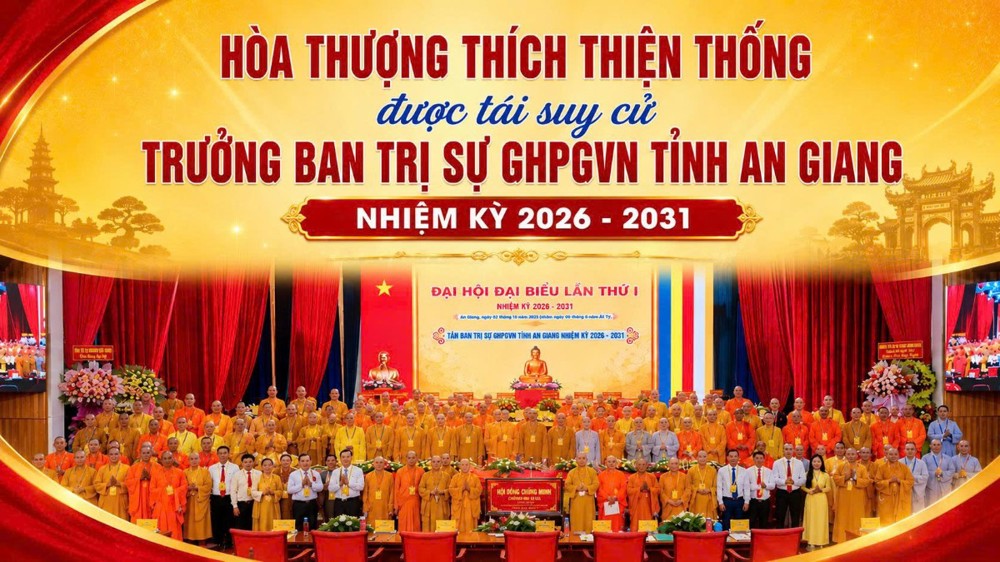 [Video] Hòa thượng Thích Thiện Thống được tái suy cử Trưởng ban Trị sự GHPGVN tỉnh An Giang, nhiệm kỳ 2026-2031