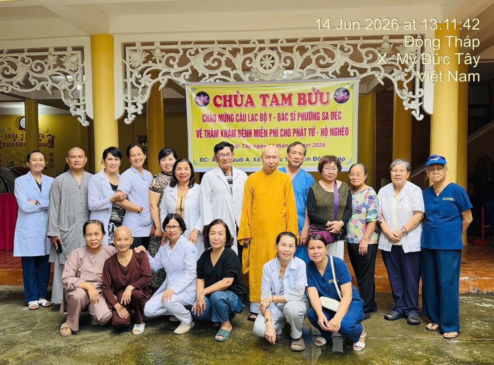 Đồng Tháp: Chùa Tam Bửu tổ chức khám chữa bệnh, cấp thuốc miễn phí cho bà con có hoàn cảnh khó khăn