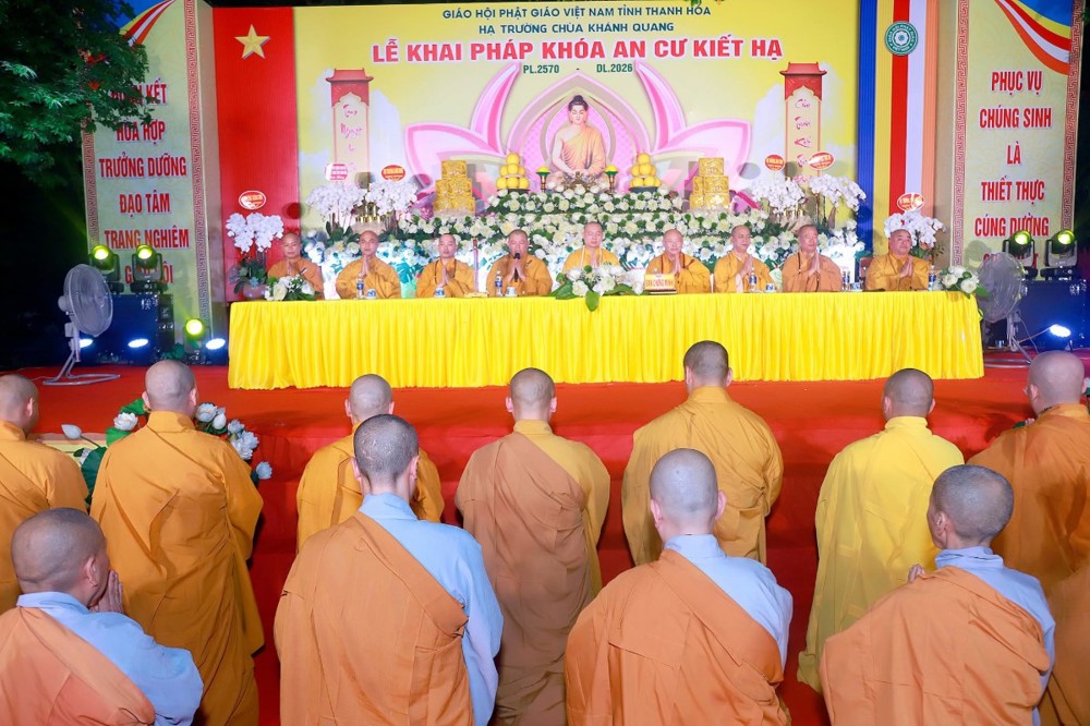 Thanh Hóa: Trang nghiêm lễ khai pháp khóa An cư kiết hạ PL.2570 – DL.2026 tại hạ trường chùa Khánh Quang