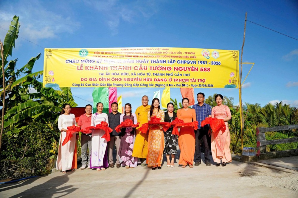 Cần Thơ: Hội Từ thiện chùa Tường Nguyên khánh thành nhiều công trình cầu giao thông nông thôn