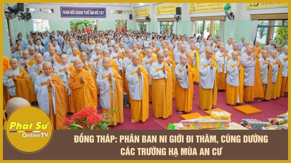 [Video] Đồng Tháp: Phân ban Ni giới đi thăm, cúng dường các trường hạ mùa an cư