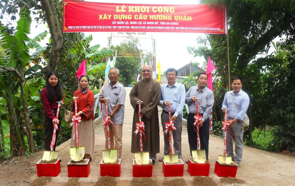 Chùa Lộc Dã khởi công xây dựng cầu Hương Quản tại xã Nhơn Mỹ, tỉnh An Giang
