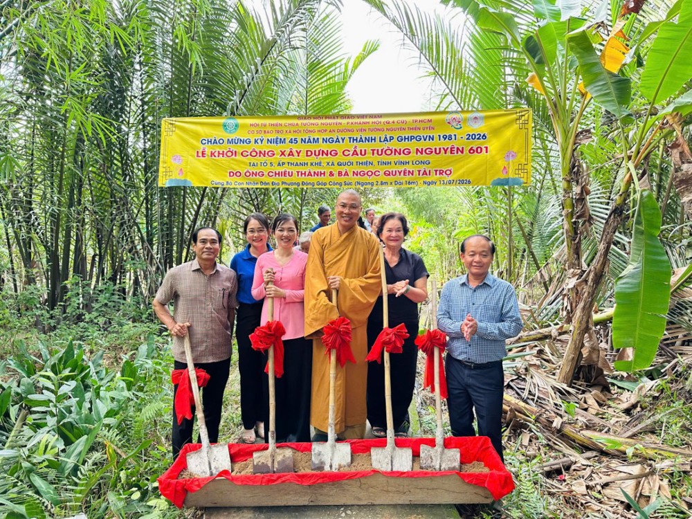 Hội Từ thiện chùa Tường Nguyên (TP.HCM) khởi công 3 cây cầu và triển khai chương trình an sinh xã hội tại Vĩnh Long, Cần Thơ