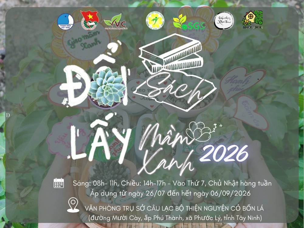 Chương trình “Đổi sách lấy mầm xanh” năm 2026 tại tỉnh Tây Ninh