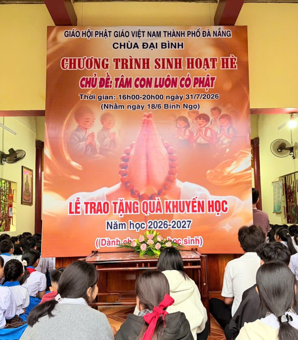 Đà Nẵng: Chương trình sinh hoạt hè “Tâm con luôn có Phật” tại chùa Đại Bình