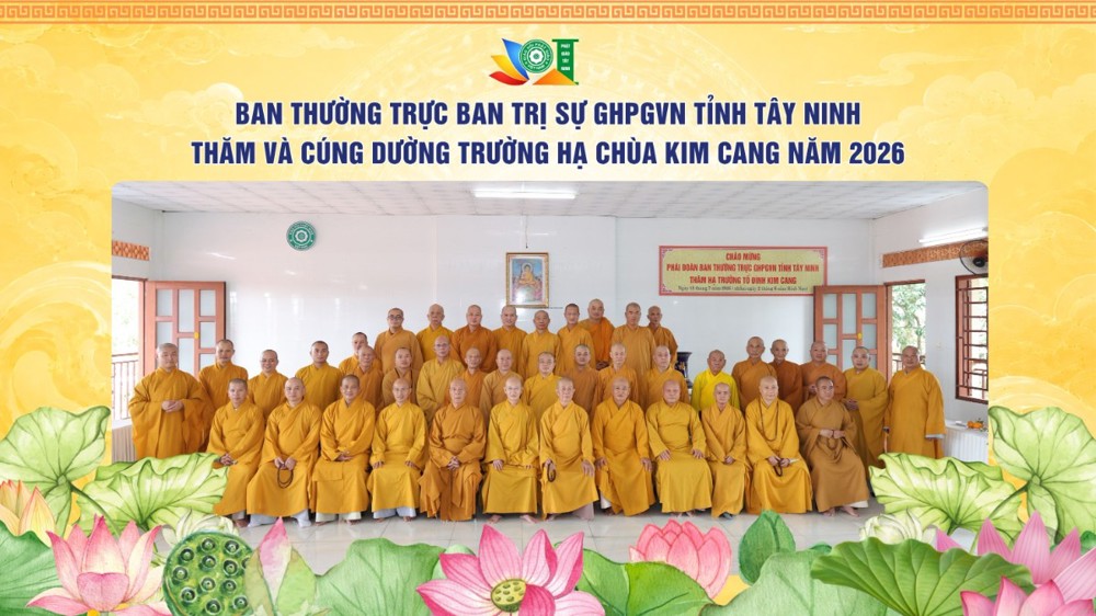 Tây Ninh: Ban Thường trực BTS GHPGVN tỉnh thăm và cúng dường Trường hạ chùa Kim Cang