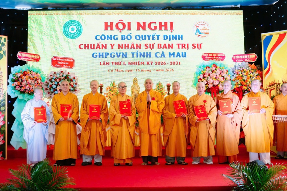 Cà Mau: Công bố Quyết định chuẩn y nhân sự Ban Trị sự GHPGVN tỉnh nhiệm kỳ 2026–2031