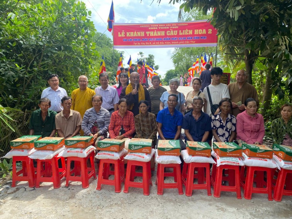 Cần Thơ: Chùa Thiên Thới khánh thành 4 cầu bê tông nông thôn