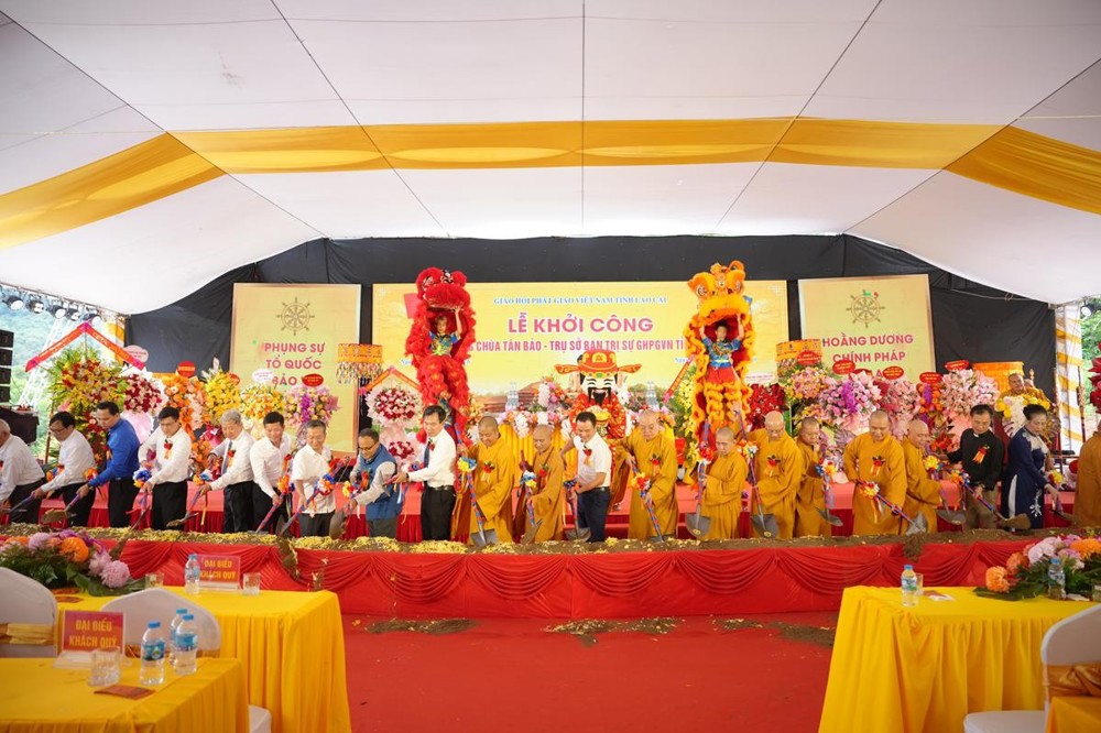Lào Cai: Long trọng cử hành Lễ khởi công xây dựng Chùa Tân Bảo và Trụ sở Ban Trị sự GHPGVN tỉnh