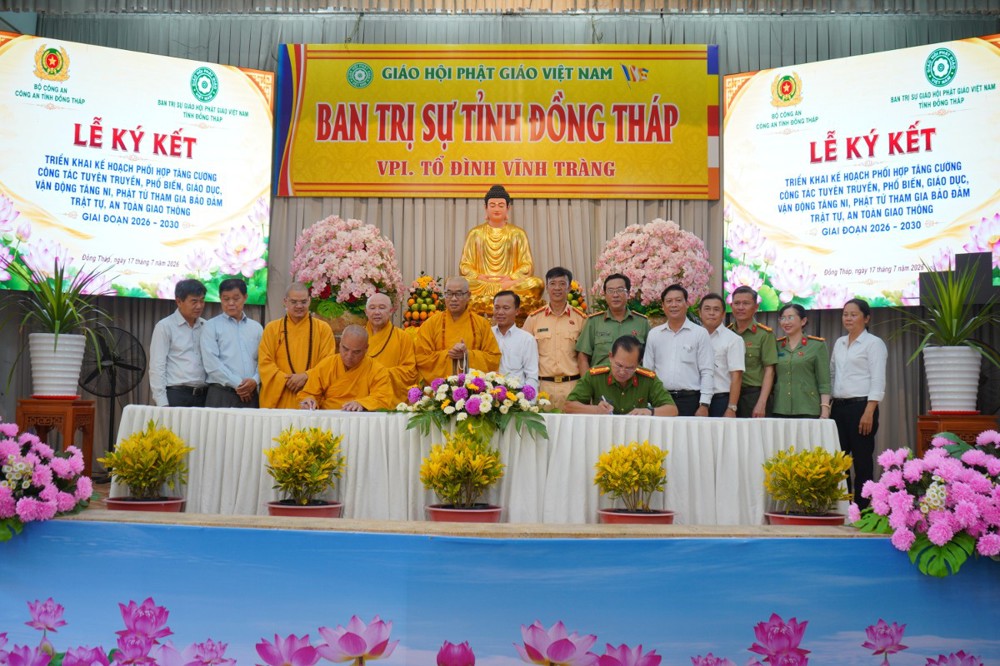 Đồng Tháp: Hội nghị Tổng kết Kế hoạch phối hợp tuyền truyền phổ biến, giáo dục, vận động Tăng, Ni, Phật tử tham gia đảm bảo trật tự an toàn giao thông giai đoạn 2023 – 2026