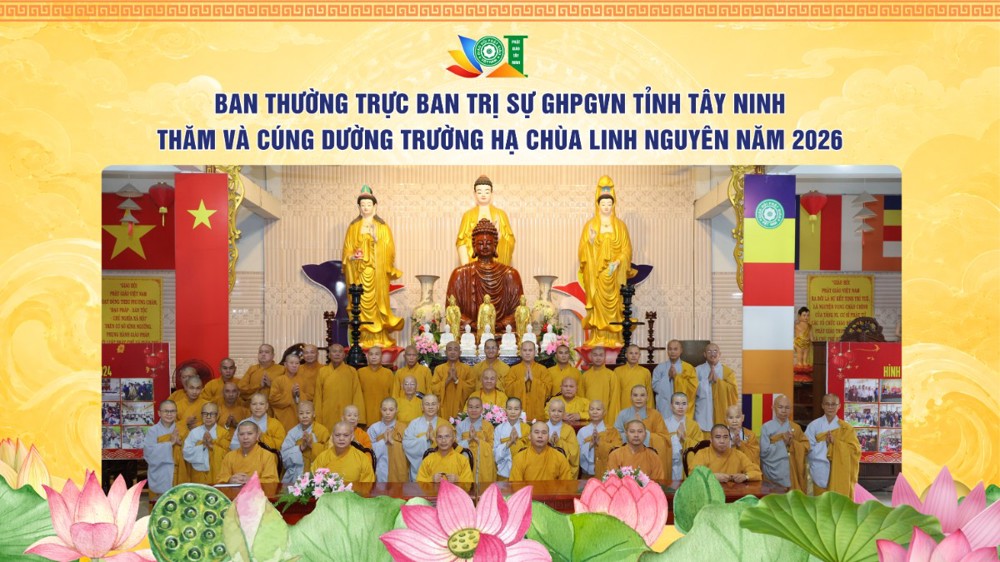 Tây Ninh: Ban Thường trực Ban Trị sự GHPGVN tỉnh thăm và cúng dường trường hạ chùa Linh Nguyên