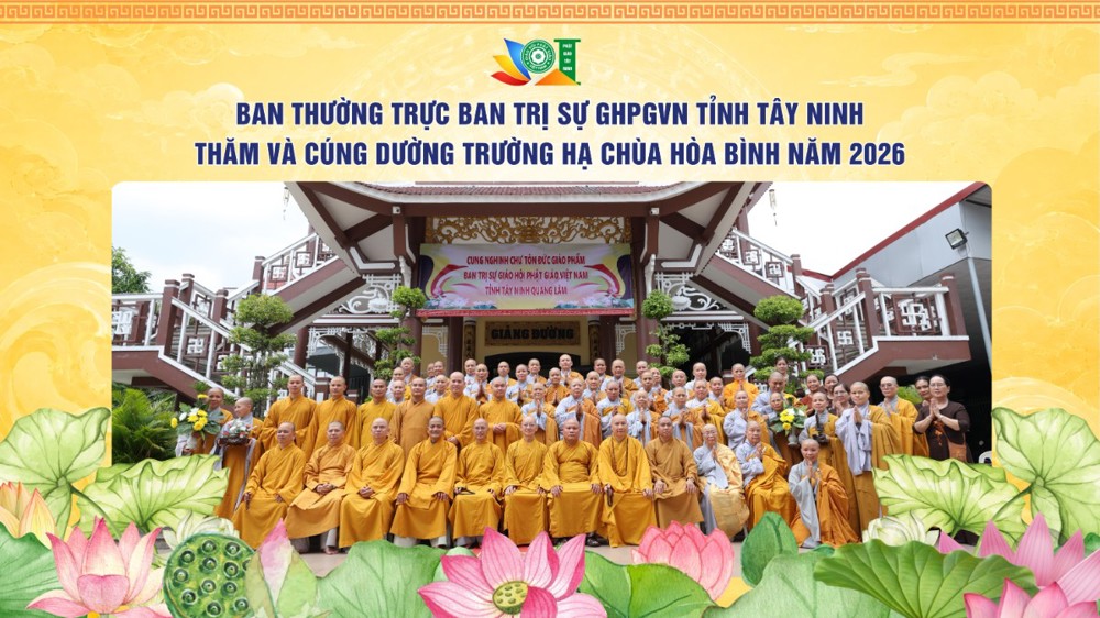 Tây Ninh: Ban Thường trực BTS GHPGVN tỉnh thăm và cúng dường Trường hạ chùa Hòa Bình