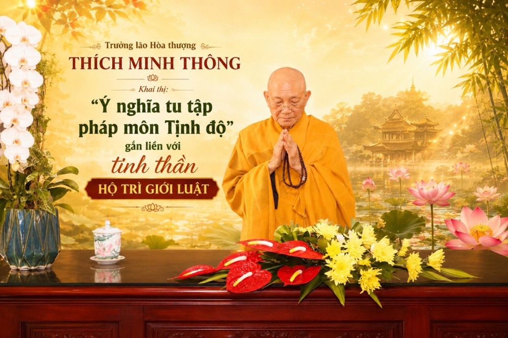 Vĩnh Long: Trưởng lão Hòa thượng Thích Minh Thông khai thị “Ý nghĩa tu tập pháp môn Tịnh độ gắn liền với tinh thần hộ trì giới luật” tại trường hạ Ni chùa Bạch Vân